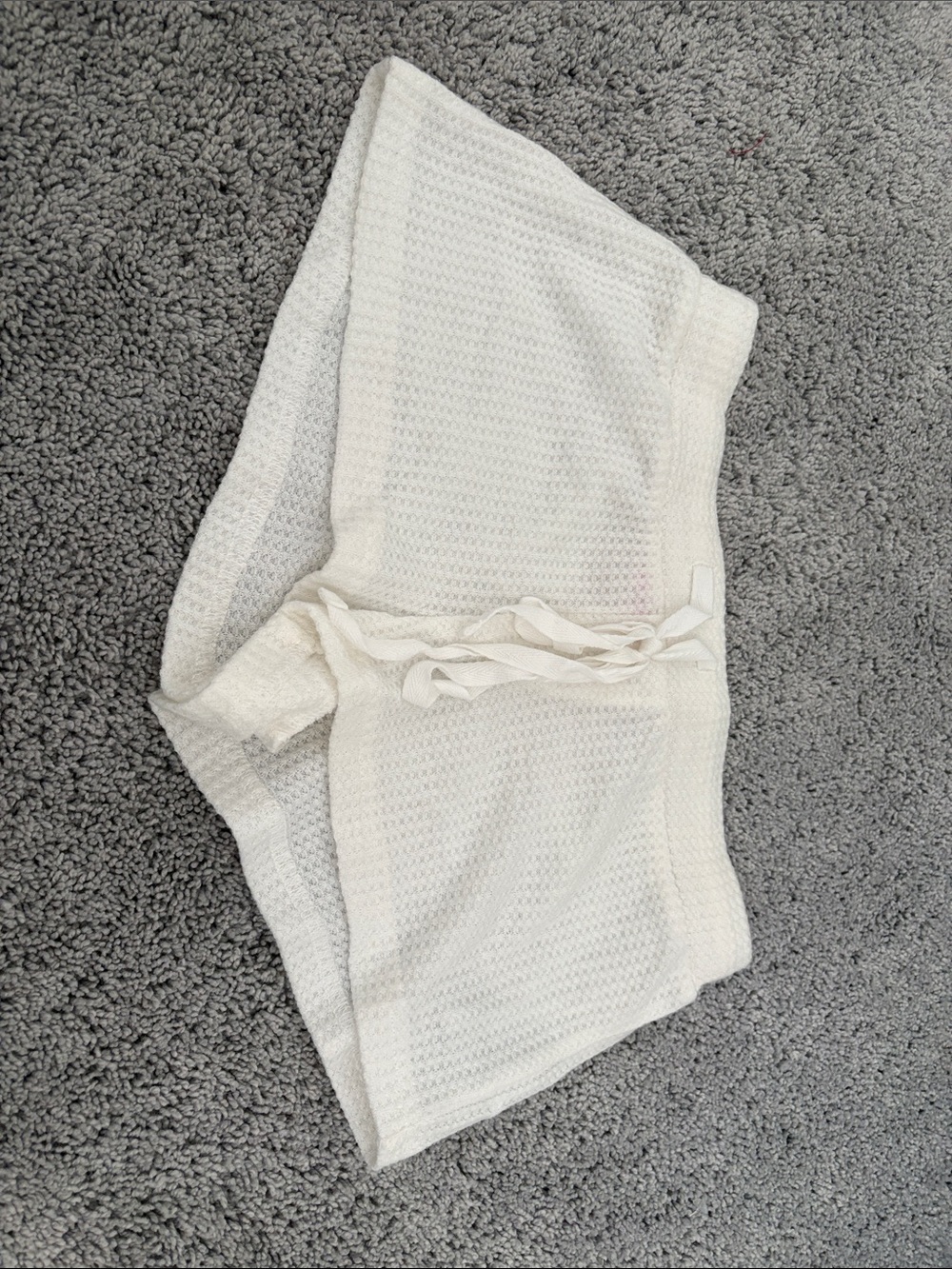 Edikted Cream Waffle Knit Lounge Shorts